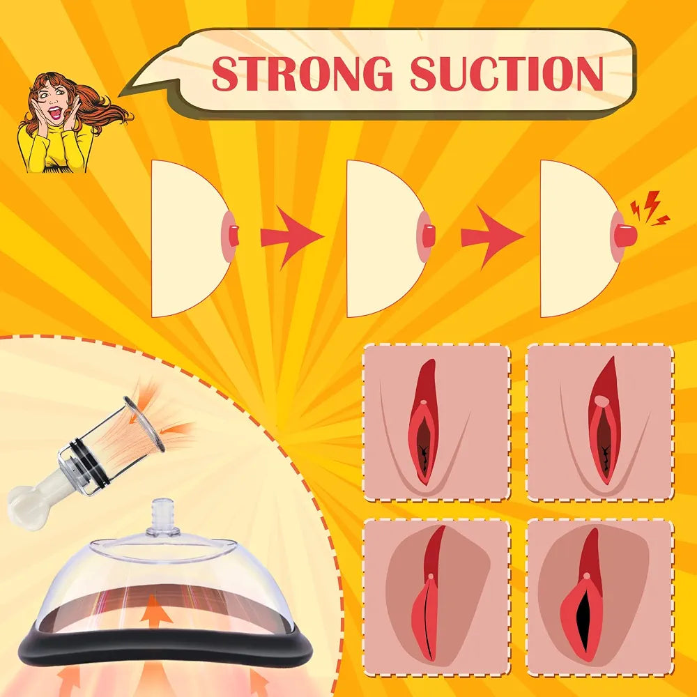 Pussy Pump with 2 Clit Nipple Suckers Set, BDSM Toys Clitoral Pump Vagina Pumps Sexual Pleasure Tools for Women Couples, Nipple Sucking Toys with 3 Strong Suction Cups, Adult Sex Toys Kit