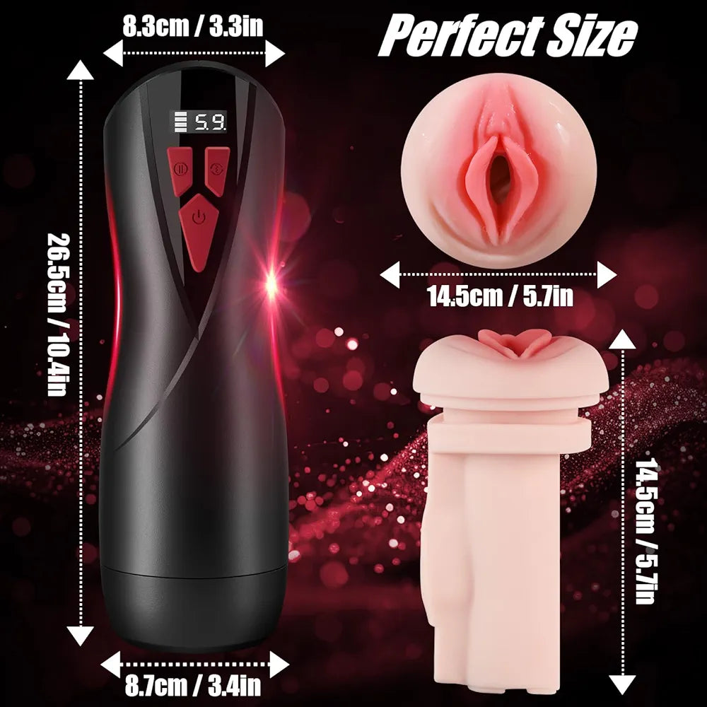 Automatic Male Masturbator with LCD Display, 9 Vibration & 5 Suction Modes