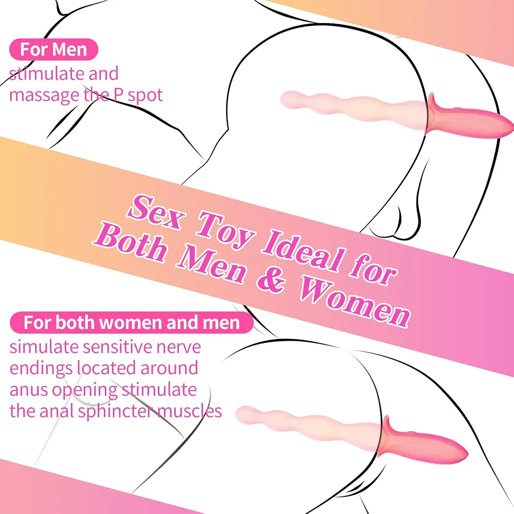 Bluetooth App-Controlled Vibrating Anal Bead Plug with 10 Vibration Modes for Prostate and G-Spot Stimulation