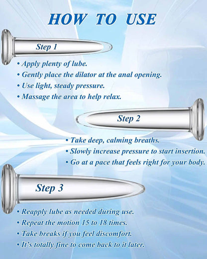 Graduated 3-Piece Crystal Glass Anal Training Dilator Kit