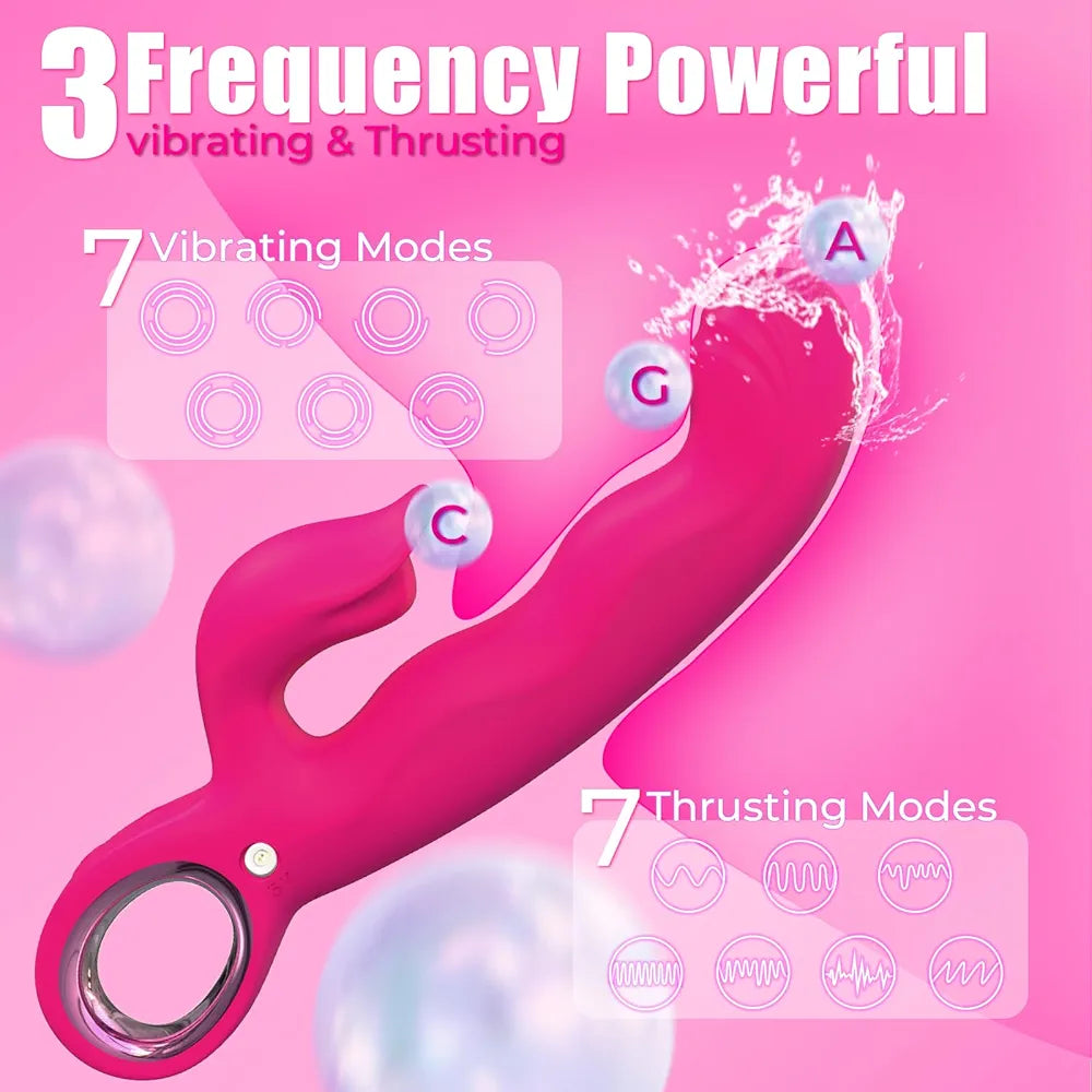 7-Mode Thrusting & Vibrating 3-in-1 G-Spot Dildo & Clitoral Stimulator - 8.3 Inch