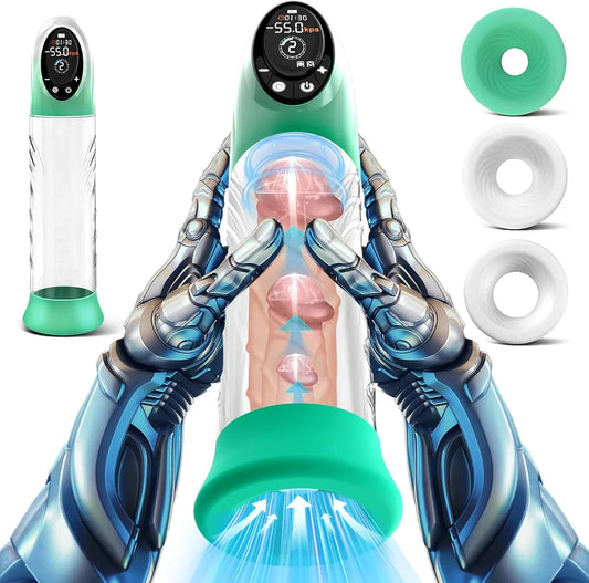 Electric Vacuum Penis Pump with LCD Display, 9 Suction Levels, and 4 Pressure Modes for Enhanced Erection