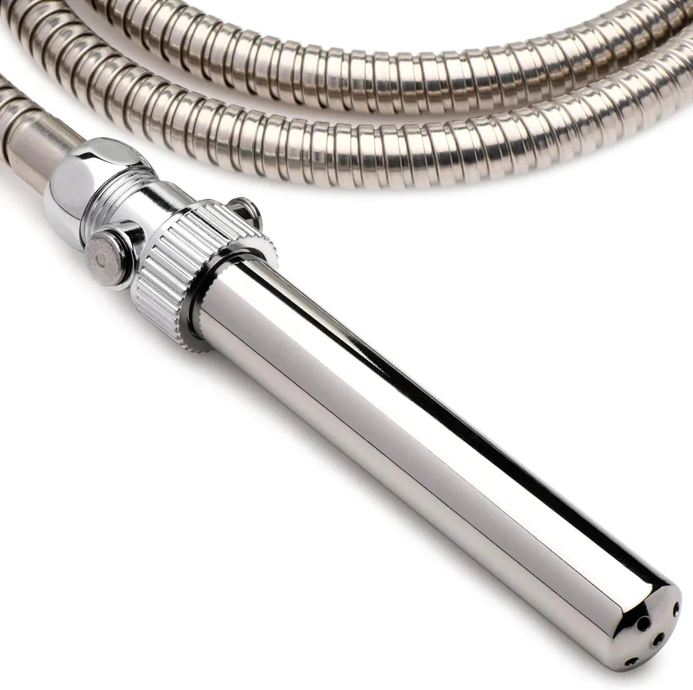 CLEANSTREAM Stainless Steel Enema Nozzle with Push Valve - Rust-Free Colon Cleansing Attachment for Standard Hoses