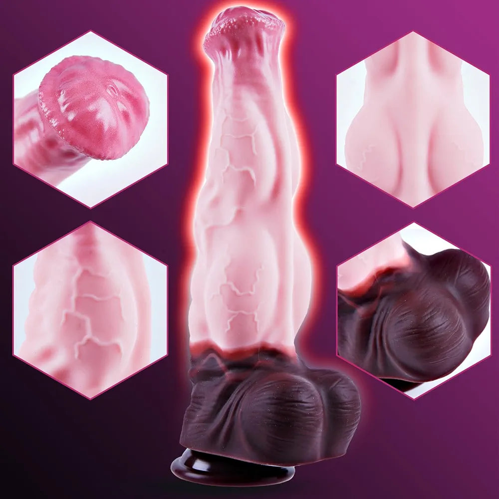 11.4" XL Realistic Knotted Horse Dildo with Suction Cup - Silicone Fantasy Monster Toy