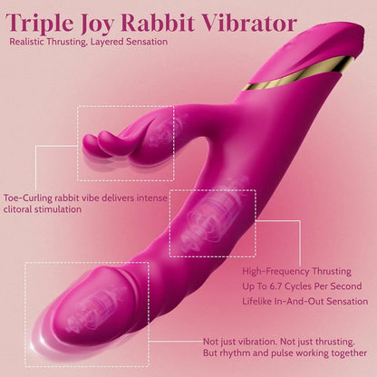 Dual-Action Thrusting Rabbit Vibrator with Clitoral Stimulator and G-Spot Stimulation