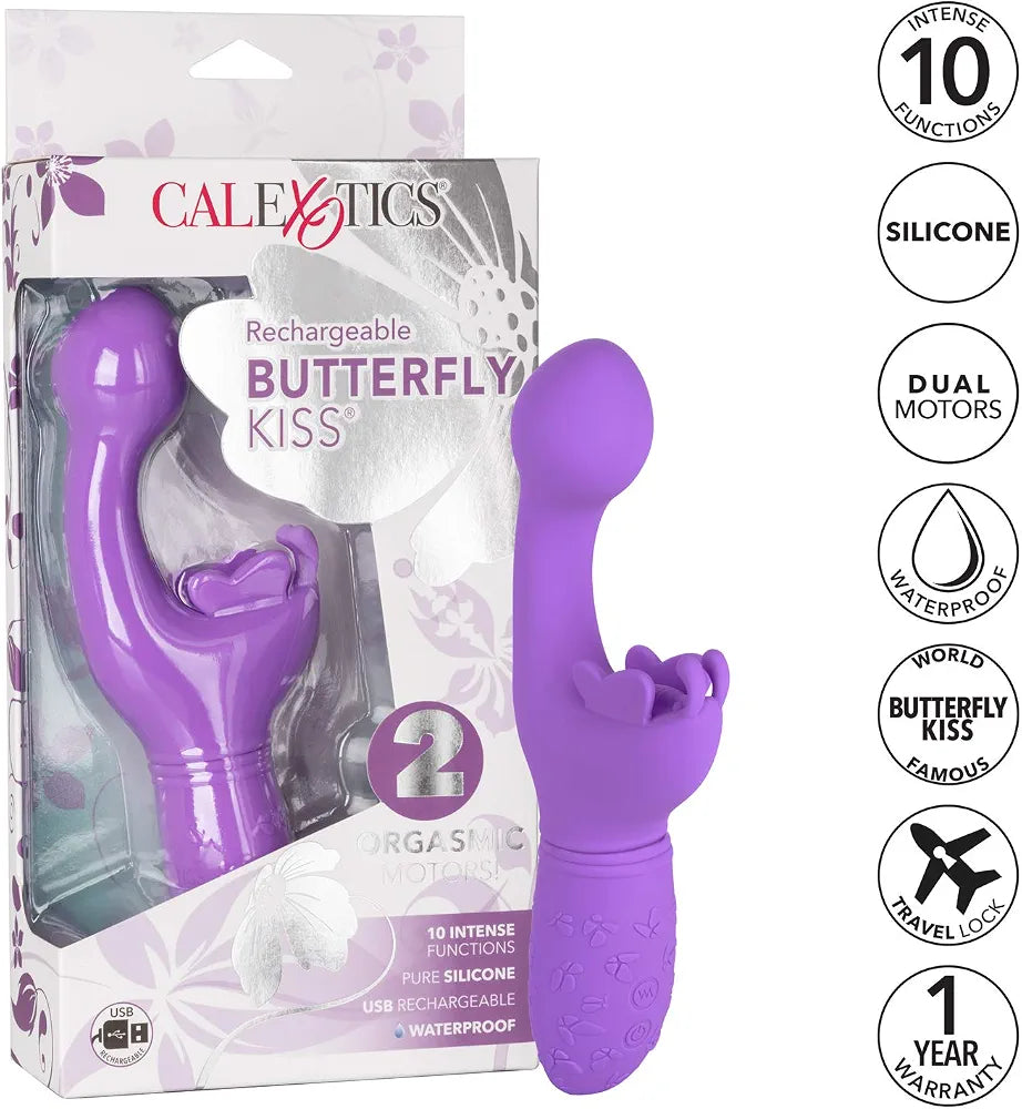 CalExotics Butterfly Kiss Rechargeable Vibrator - Purple