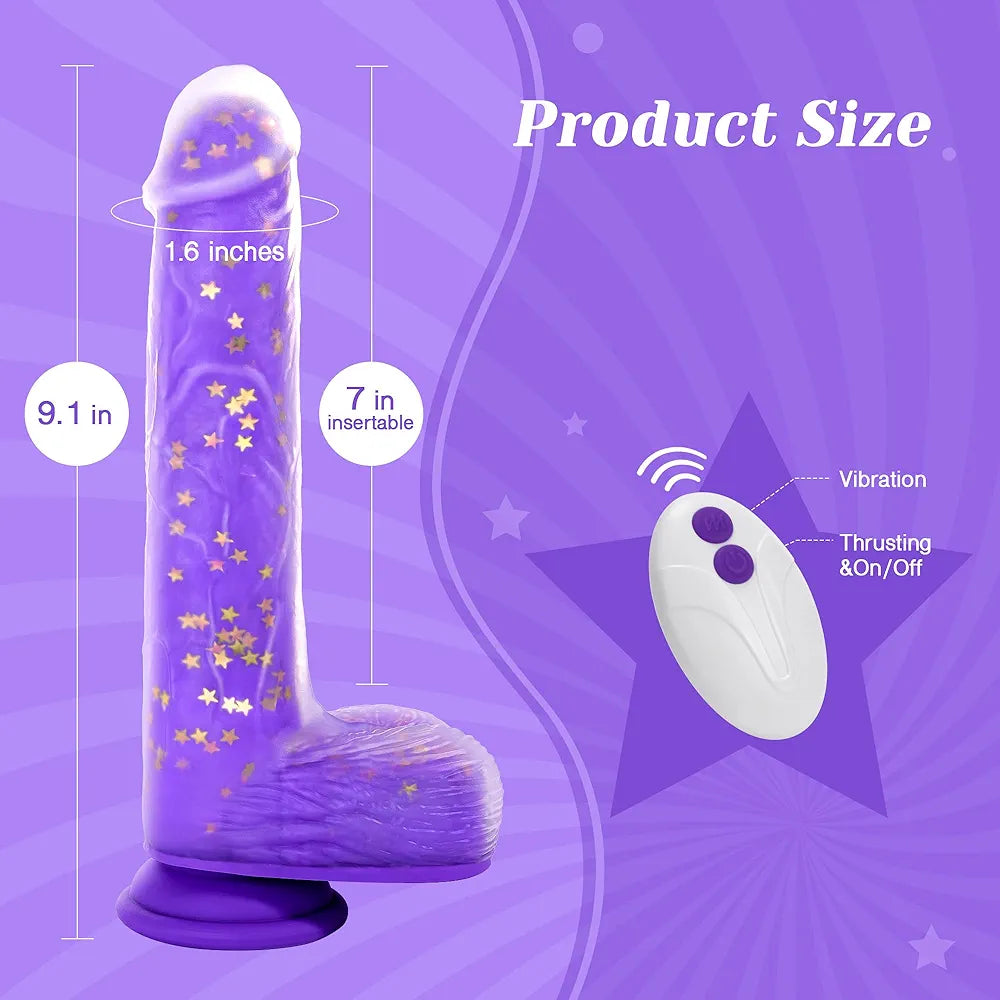 Realistic 9.25-Inch Heated Thrusting G-Spot Vibrator with Remote and Suction Base