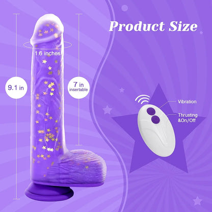 Realistic 9.25-Inch Heated Thrusting G-Spot Vibrator with Remote and Suction Base