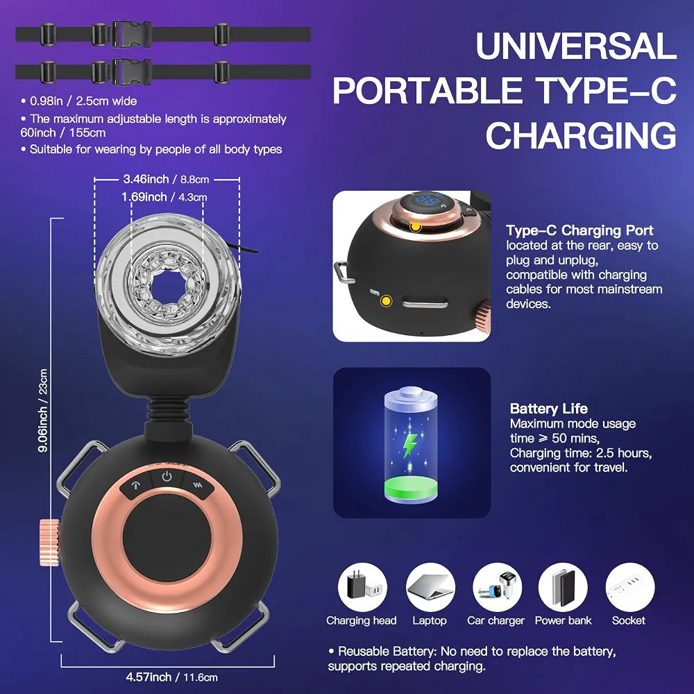 Upgraded Automatic Male Masturbator with Removable Belt and Adjustable Penis Pump - 9 Thrusting & Vibrating Modes, Remote Control, Hands-Free Sex Machine for Men