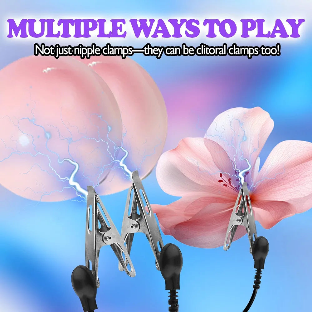Adjustable Electric Stimulation Nipple and Clitoral Clamps for Advanced BDSM Play