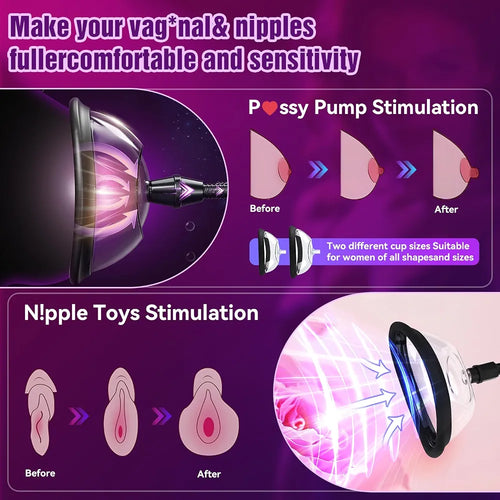 2-in-1 Manual Vacuum Penis and Clitoral Pump Kit with Cock Ring and Masturbator