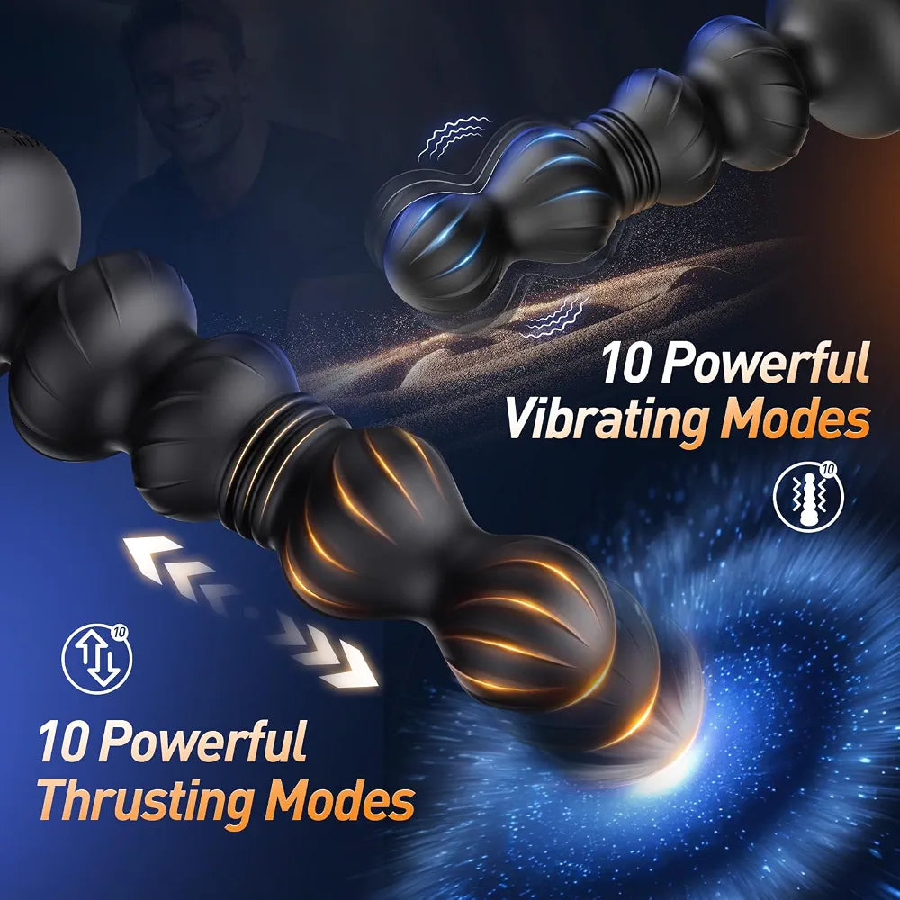 10-Mode Vibrating & Thrusting Anal Bead Trainer with Remote Control