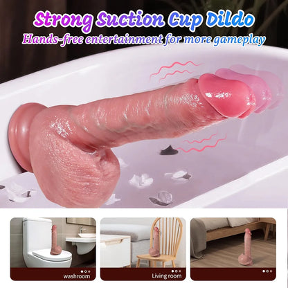 Realistic 7-Speed Thrusting & Vibrating Silicone Suction Cup Dildo for G-Spot and Anal Stimulation