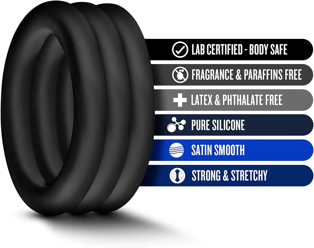 Blush Puria Platinum Silicone Performance Cock Ring - 1.25" Stretchy Stamina Enhancer