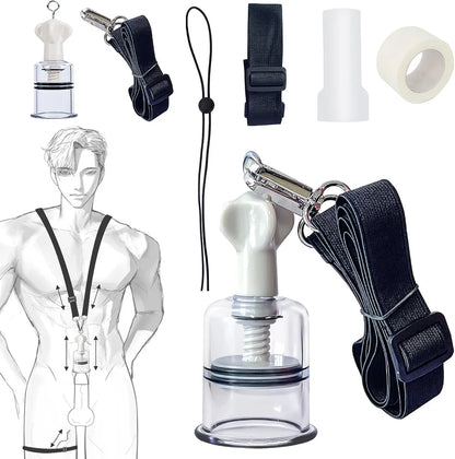 Professional 3-in-1 Penis Traction & Stretching Kit with Silicone Sleeve, Pump, and Adjustable Straps for Male Enhancement