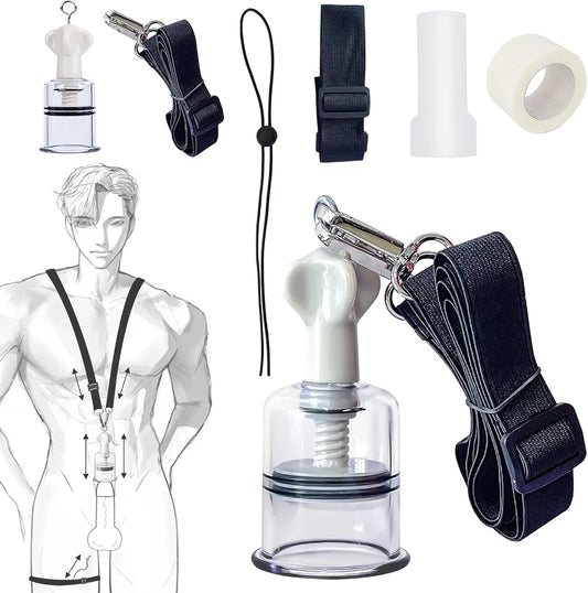 Professional 3-in-1 Penis Traction & Stretching Kit with Silicone Sleeve, Pump, and Adjustable Straps for Male Enhancement