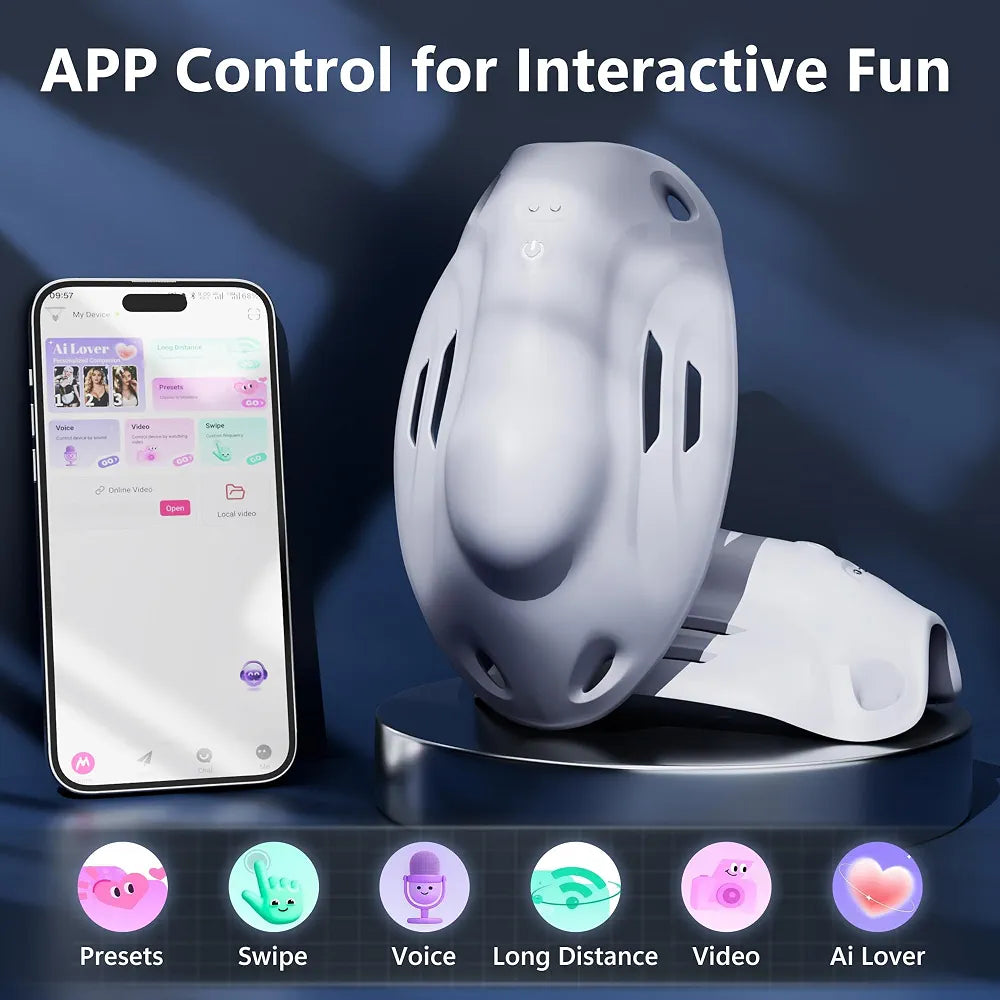 AI-Powered Wearable Penis Training Vibrator with 9 Speeds and App Control - Hands-Free Male Masturbator