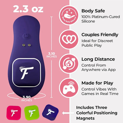 Motorbunny Fluffer G2G Wearable App-Controlled Panty Vibrator - Bluetooth Hands-Free Couples Stimulator, Purple