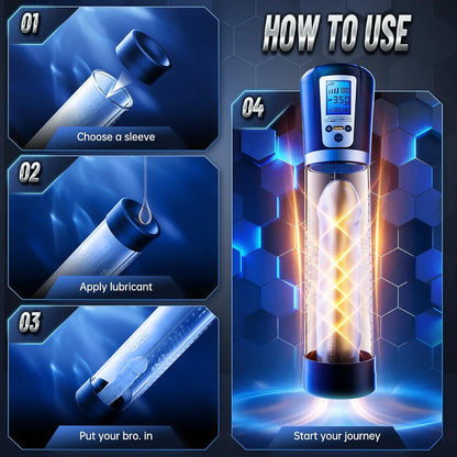 Male Penis Pump Sex Toys, Automatic Enlargers & Extend Pump for Men with LED Display, Adult Toys for Men Electric Penis Entender Erection Pumps, Sex Toys - Pumps & Enlargers 