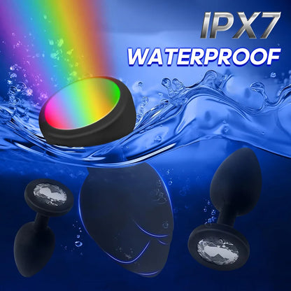 10-Mode Remote Controlled LED Vibrating Anal Plug Set with 3 Interchangeable Attachments