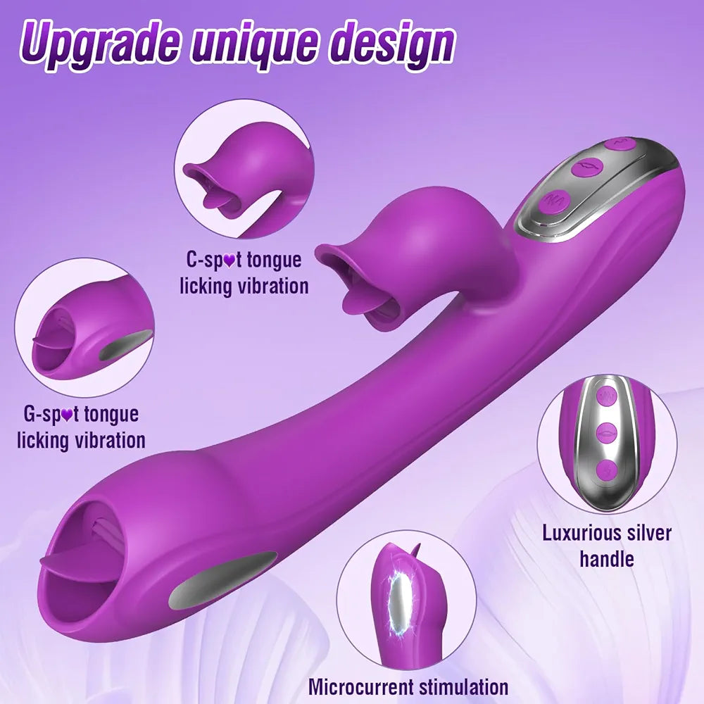 Premium 3-in-1 Dual-Stimulation Rabbit Vibrator with 10 Licking and Pulsing Modes