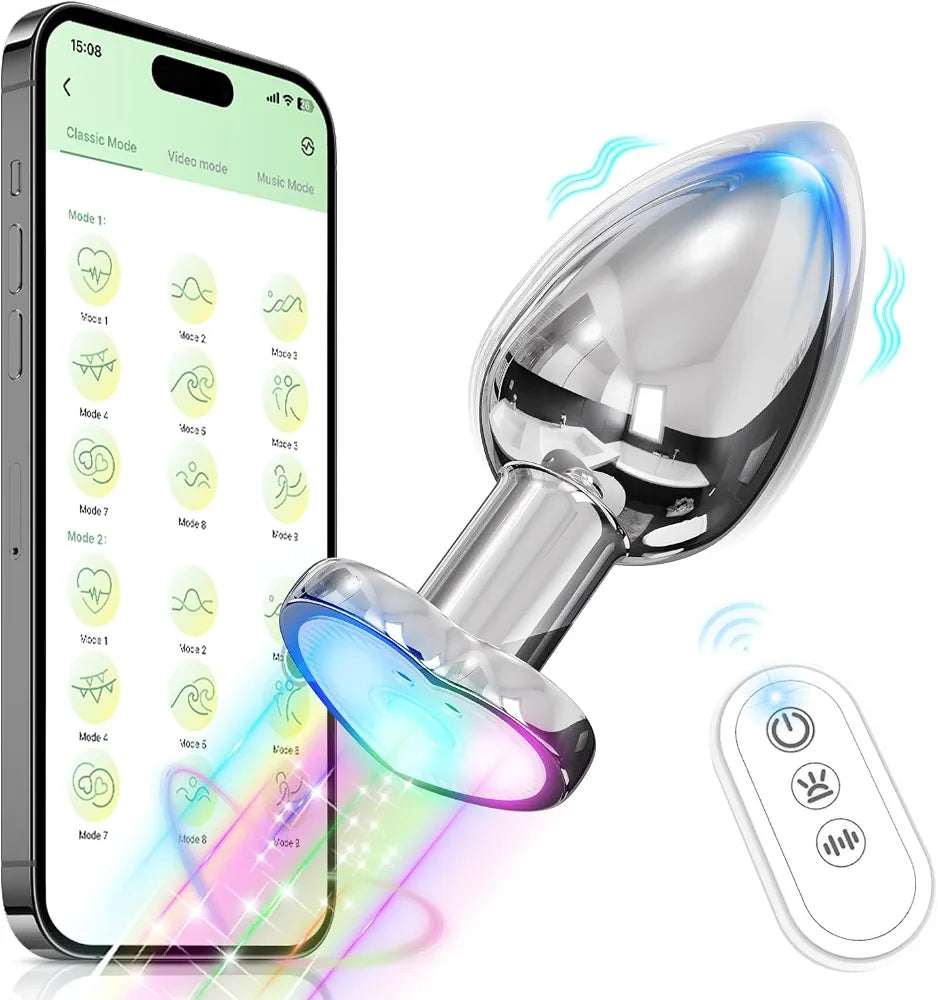 Illuminated Vibrating Anal Plug with LED Base for Enhanced Stimulation