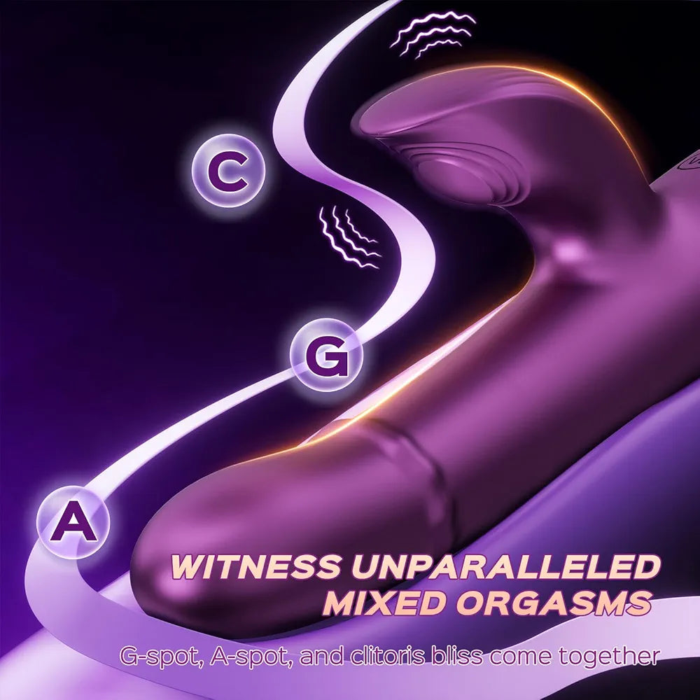 Premium 3-in-1 Rabbit Vibrator with Thrusting, Tapping, and Clitoral Stimulation