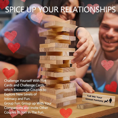 Pakoc Wooden Tumbling Tower Stacking Game for Couples - 48 Piece Set