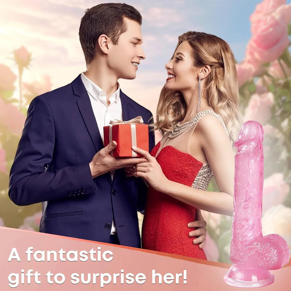 7.9-Inch Realistic Strapless G-Spot Dildo with Strong Suction Cup - Soft Lifelike Pink Silicone Sex Toy for Women and Couples