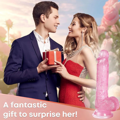 7.9-Inch Realistic Strapless G-Spot Dildo with Strong Suction Cup - Soft Lifelike Pink Silicone Sex Toy for Women and Couples
