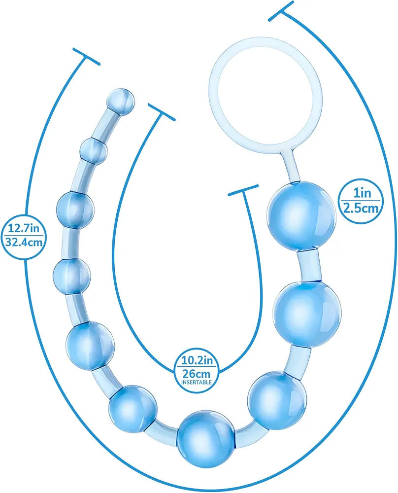 Eden 12-Inch Graduated Silicone Anal Beads with Easy-Pull Ring - Flexible Beginner Anal Trainer