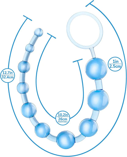 Eden 12-Inch Graduated Silicone Anal Beads with Easy-Pull Ring - Flexible Beginner Anal Trainer