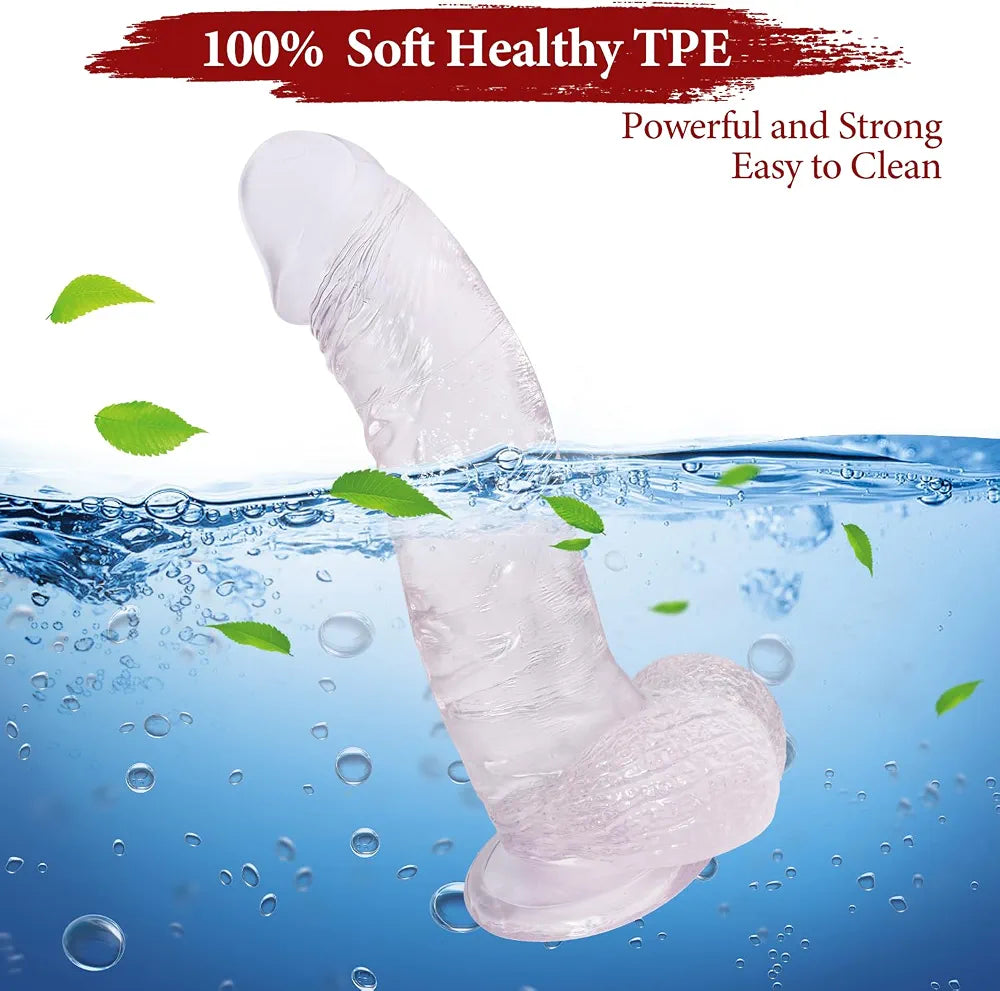 10-Inch Realistic Soft Silicone Dildo with Strong Suction Cup for Hands-Free and Anal Play