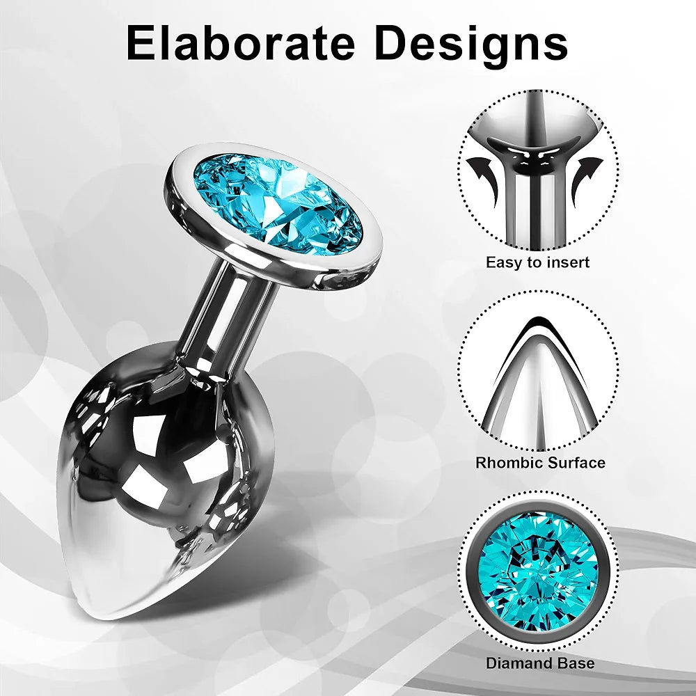 COWINOE 3-Piece Jewel Anal Plug Starter Kit for Beginners - Comfortable Training Set for Men and Women