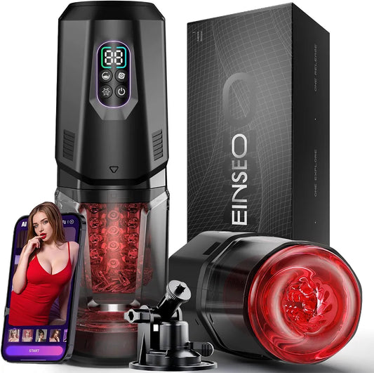 EINSEO AI-Sync Hands-Free Male Masturbator with 7 Thrusting, Rotating, Licking, and Vibrating Modes