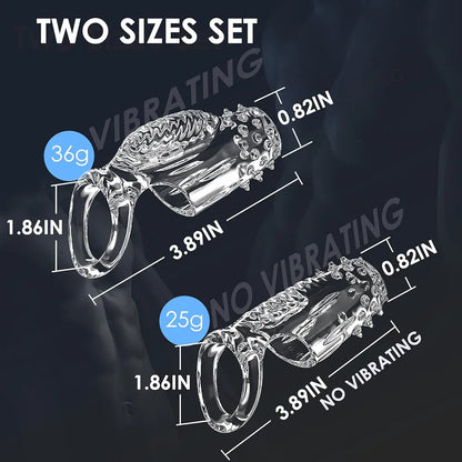Dual-Pack Vibrating Cock Ring and Penis Sleeve Set for Couples