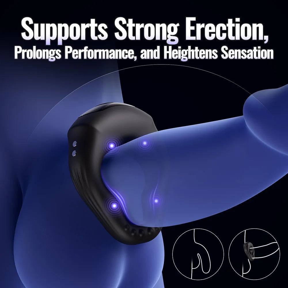 Premium App-Controlled Silicone Vibrating Penis Ring with 10 Vibration Modes for Enhanced Male Performance