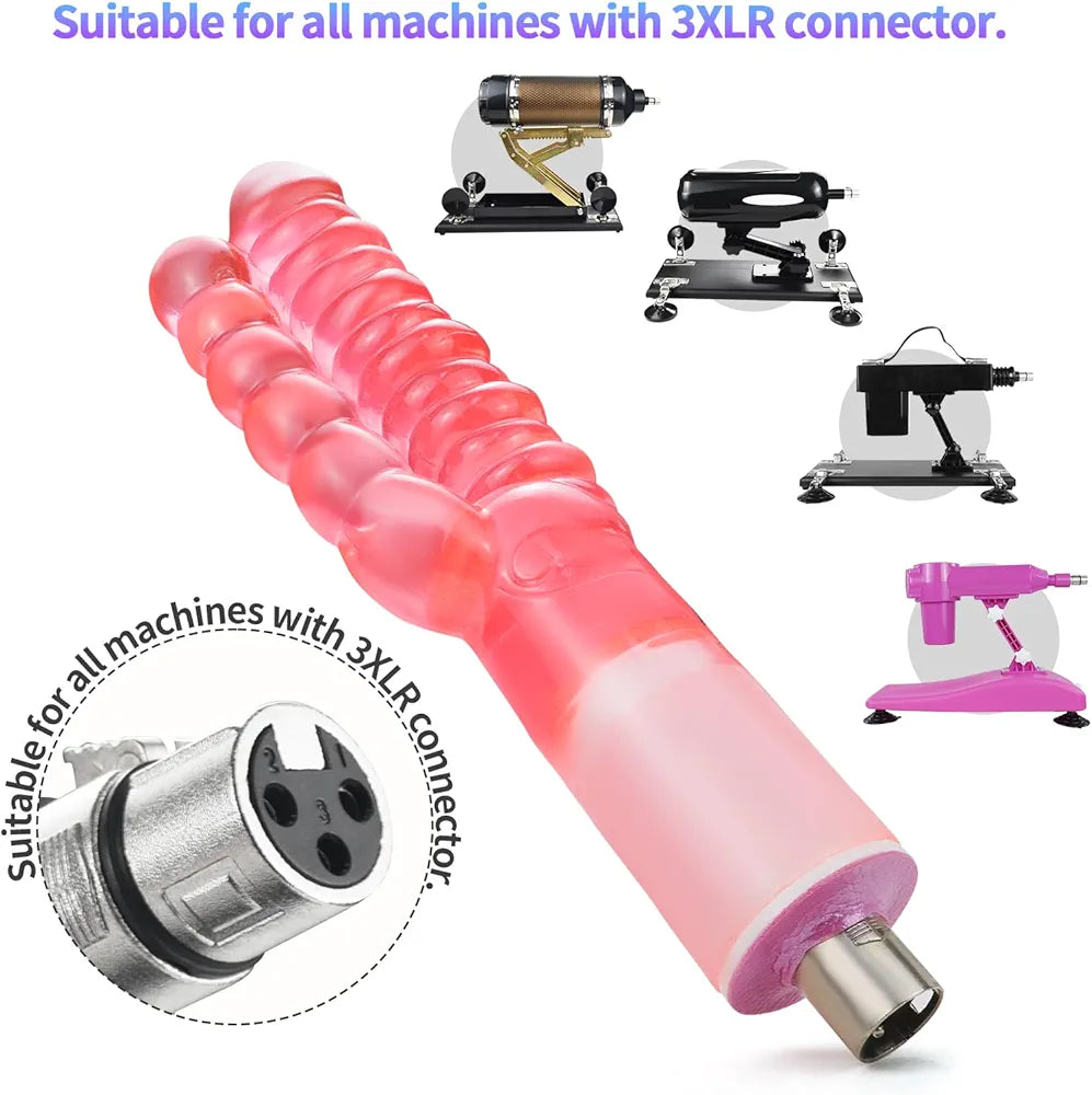 ANNGEOK 22CM Double-Ended Dildo Attachment for Automatic Thrusting Sex Machines with 3XLR Connector