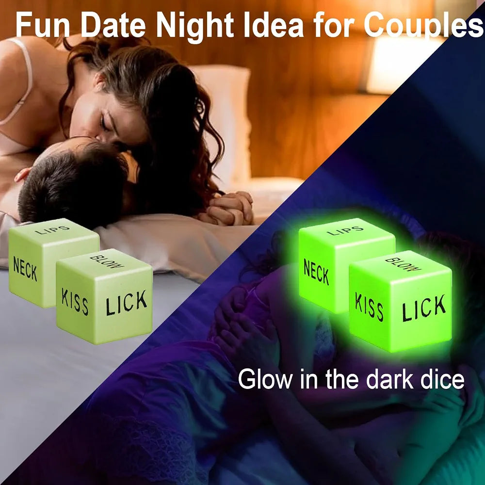 Romantic Couples Game: 50 Intimate Position Cards & Glow-in-the-Dark Dice Set