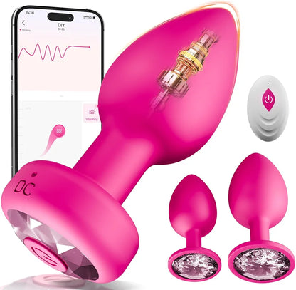 Premium 3-Piece Silicone Anal Training Set with App-Controlled Vibrating Butt Plug and Dildo