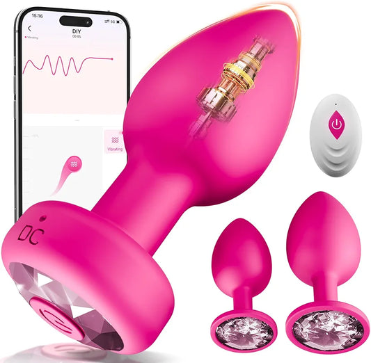 Premium 3-Piece Silicone Anal Training Set with App-Controlled Vibrating Butt Plug and Dildo