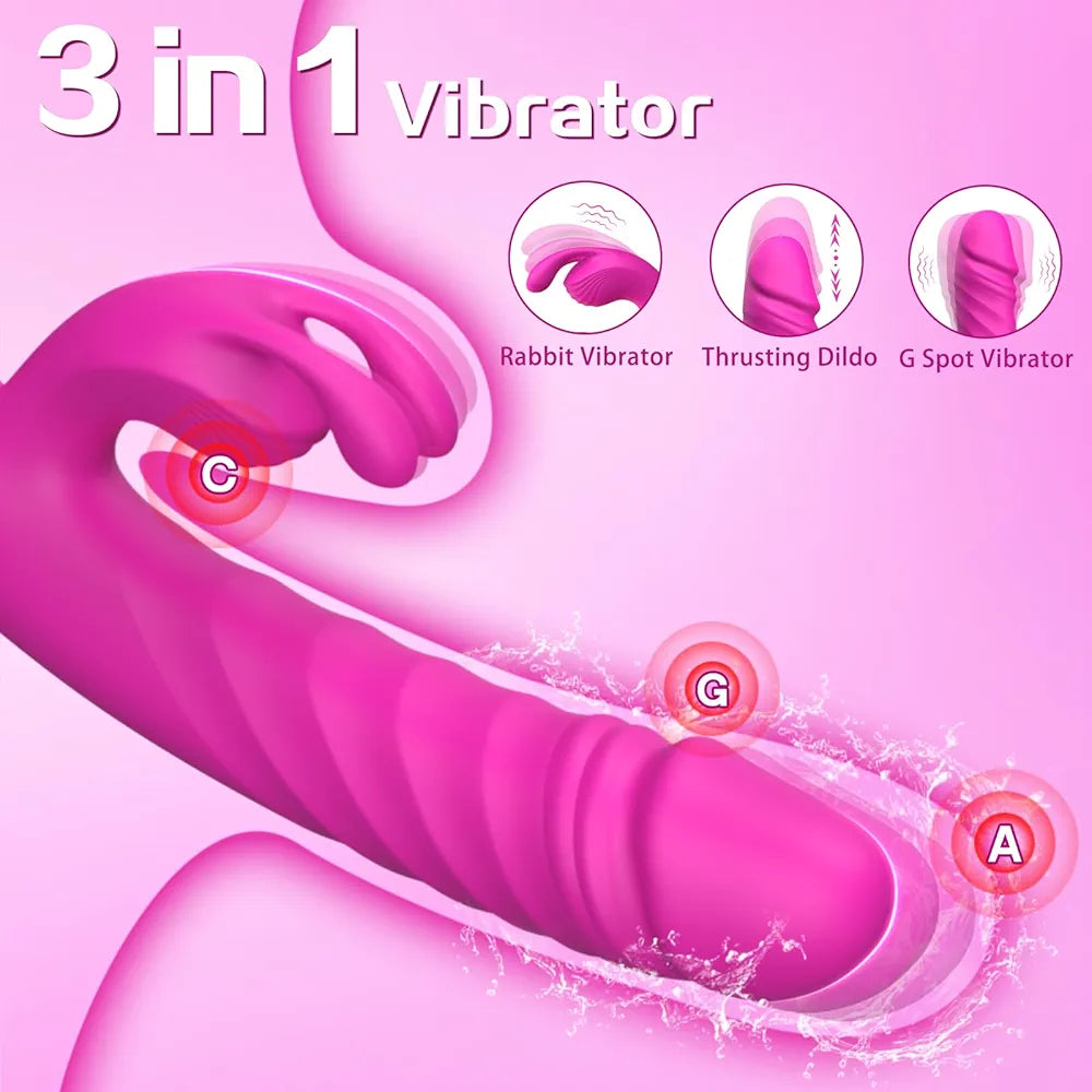 Premium Dual-Action Rabbit Vibrator with 7 Thrusting and 7 Vibration Patterns for Couples
