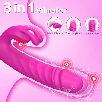 Premium Dual-Action Rabbit Vibrator with 7 Thrusting and 7 Vibration Patterns for Couples