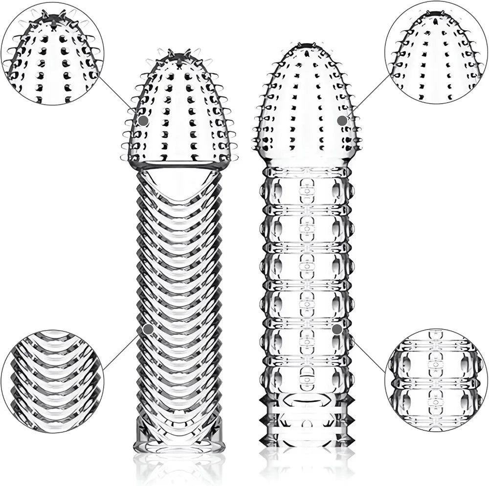 4-Pack Reusable Silicone Penis Extender and Enhancer Sleeves for Men
