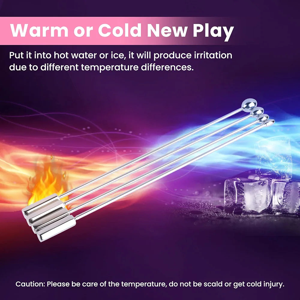 Beauty7 4-Piece Stainless Steel Beaded Urethral Sound Dilator Set for Beginners