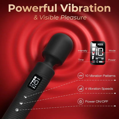 MOOLIGIRL Rechargeable App-Controlled Wand Massager with 3 Silicone Attachments