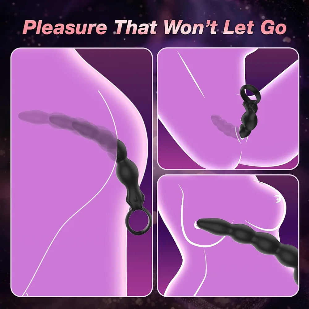 Premium Silicone Vibrating & Rotating Anal Bead Massager with 360-Degree Swinging Head