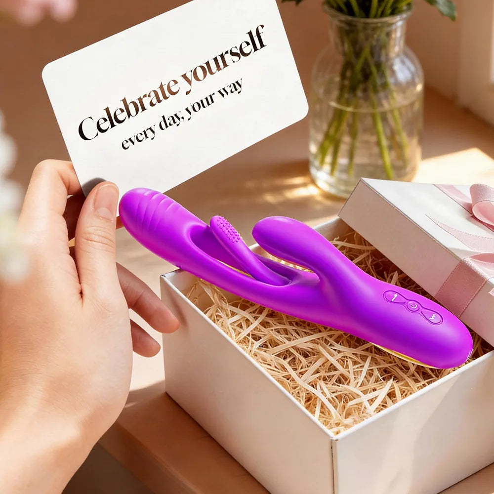 Aurieel 3-in-1 Rabbit G-Spot and Clitoral Vibrator with 14 Vibration Modes and Tongue Licking Stimulation