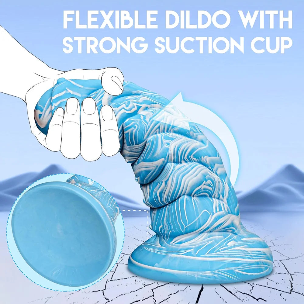 10-Inch Extra Thick Fantasy Monster Dildo with Ridges, Beads, and Suction Cup Base