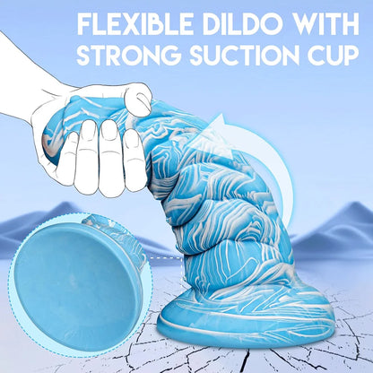 10-Inch Extra Thick Fantasy Monster Dildo with Ridges, Beads, and Suction Cup Base